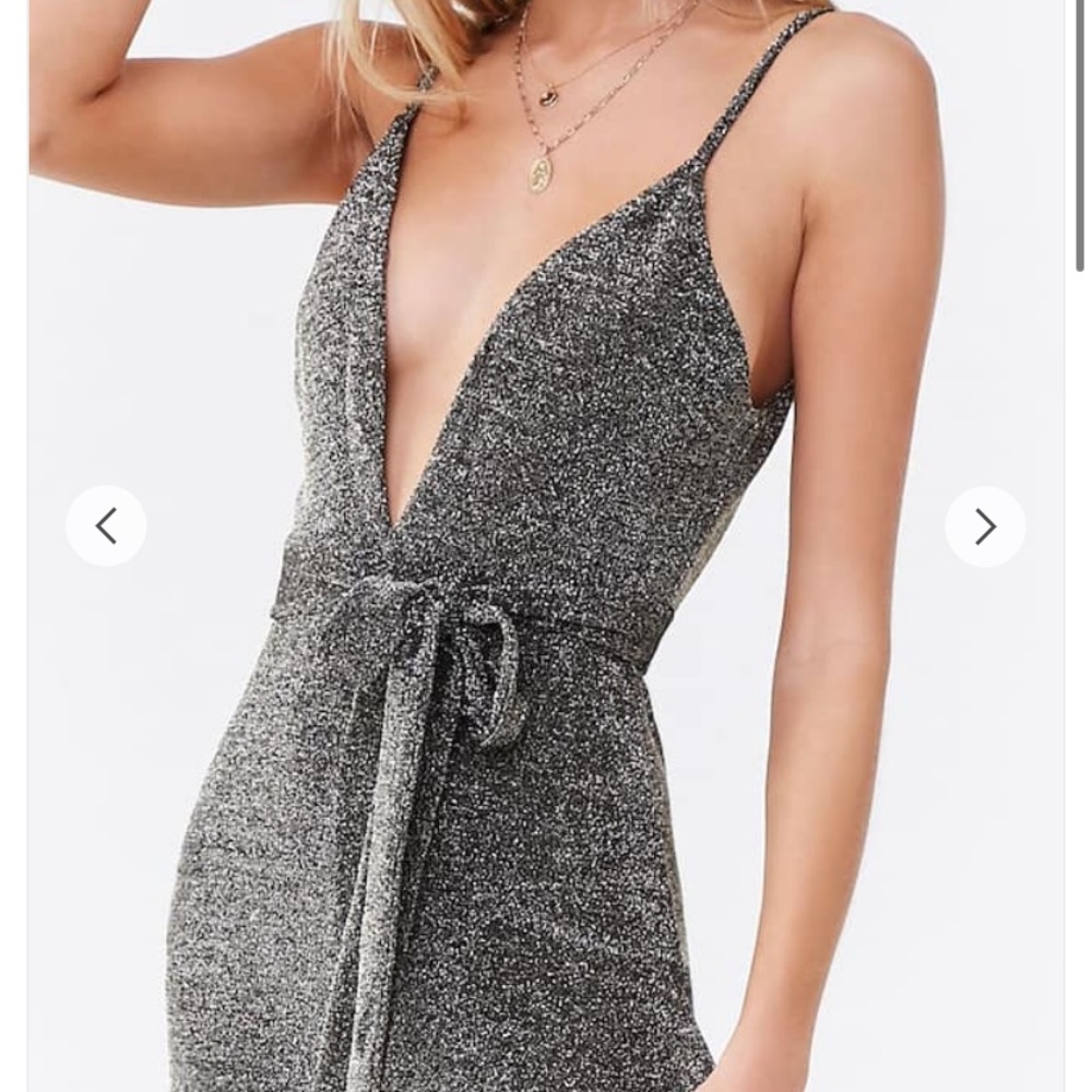 Silver glitter stretchy jumpsuit